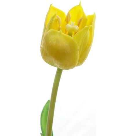 GASPER Tulpe Gelb mit zwei Blättern 46 cm - Kunstblumen