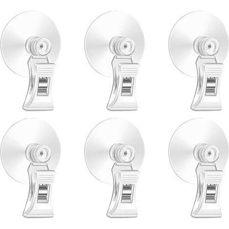 6 Pièces Ventouses Transparentes Avec Clip Et Crochet, Ventouse À Pince Support D'aspiration, Fixation Adhésive Pour Verre, Fenêtres Et Aquarium (1/5)