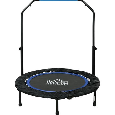 Trampoline fitness pliable Ø102 cm en métal noir/bleu, gain de place pour intérieur FloraGrace (1/5)