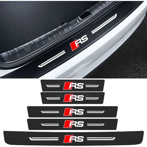 (5 pièces) Pour Audi RS RS1 RS2 RS3 RSQ3 : protections de seuil de porte et de coffre en fibre de carbone,autocollants,protections de pédales et accessoires (1/2)