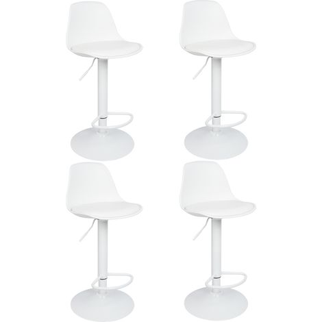Haloyo Set di 4 sgabelli da bar in ecopelle regolabili in altezza, Bianco (1/5)