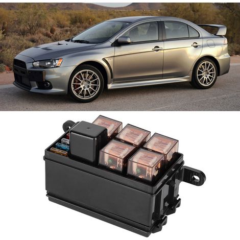 Caja de fusibles para automóviles de 6 vías con 1 relé de 4P y 12V y 5 relés de 100A en una carcasa transparente.
