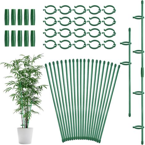 20 Tuteur Plante, 20 Clips, 10 Connecteurs, Réglable, Plastique Vert, Intérieur Extérieur (1/5)