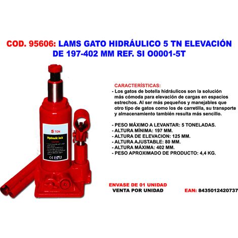 lams gato hidráulico 5 tn elevación 197-402 mm ref. si o0001-5t