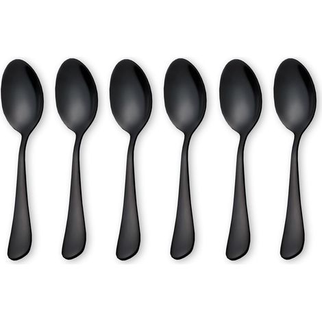 Cuillère à thé noire, mini cuillère à biscuits en acier inoxydable, cuillère à glace (1/5)