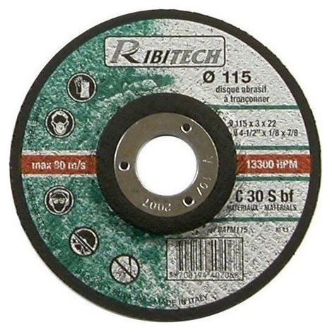 Ribitech - Disque Abrasif Ø230 Tronçonner Matériaux 230X3,2X22,2 (1/3)