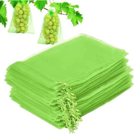100 Pièces Sachet Protection Raisin, Jardin Plant Fruits Protection Sac, Cordon Filet Sac Insectes, Sac De Protection Fruits, Jardin Protéger Sacs pour Potéger Les Grappes Frelons Et des Oiseaux (1/5)