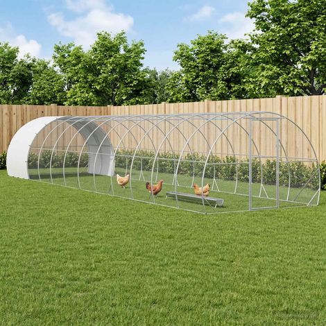 vidaXL Poulailler Argenté 1200 x 300 x 200 cm Acier galvanisé (1/5)