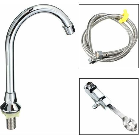 Küchenarmatur mit 1 m flexiblem Schlauch und Fußplatte (1/3)