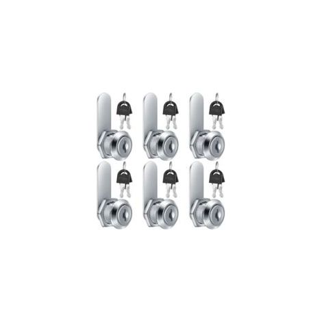 QORVA-6 Pièces Serrure de Boîte aux Lettres, 16mm Serrure à Came, Serrure de Sécurité avec Clés pour Barillet Boîte aux Lettres Tiroirs Cabinet Placard