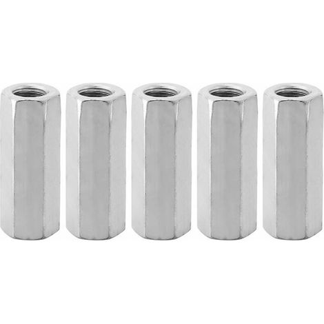 5Pcs Écrou Manchon Acier Carbone M12, Manchon Hexagonal M12 50, Ecrou Long M12 de Connecteur Tige Filetée M12 de Douille Écrou Fixations Filetées (M1250-15mm) (1/4)