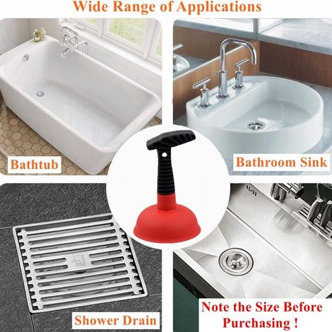 Petite ventouse compacte – Déboucheur à pression – Manche court – Pour évier, douche, baignoire – Sans produits chimiques – Idéal pour espaces étroits (1/2)