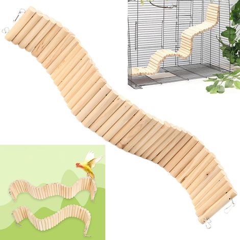 Jouets Oiseaux Bois Cage échelle - 1 Pièce, Oiseau Jouet Perroquet en pour Oiseaux, Balançoire Perroquets, Hamsters Accessoires Gardez d'escalade à Suspendre Heureux Occupés (1/5)