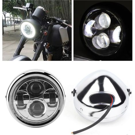 Universeller Retro-Motorradscheinwerfer aus Vintage-Aluminium, runde LED, klassischer Motorrad-Frontscheinwerfer, leistungsstarke Beleuchtung (1/5)