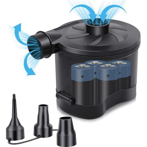 Pompe à Air Électrique Alimentée par Piles,Gonfleur Portable pour Camping, Matelas Pneumatique, Piscine Hors Sol, Flotteurs, Bateau, Jouets, 3 Buses (1/5)