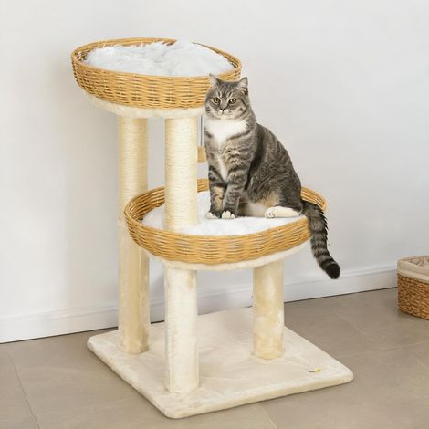 Arbre à chat beige en panneau de particules 48 x 48 x 75,5 cm (1/5)