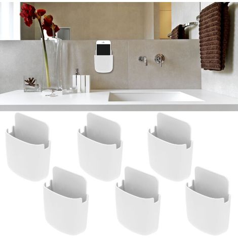 Support mural pour télécommande, 6 ensembles, étui de rangement pour téléphone, pour usage scolaire et domestique, blanc (1/5)