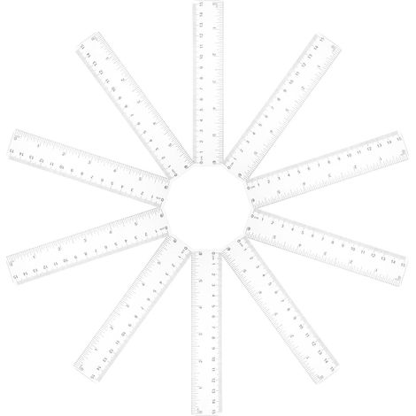 Lot de 10 règles transparentes en plastique 15 cm, règle mesure à (1/5)