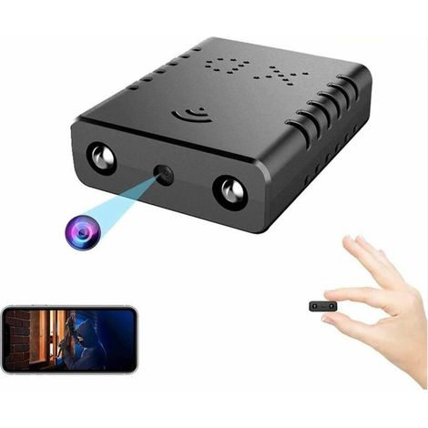 Mini caméra espion, caméra de sécurité cachée sans fil HD 1080p compatible WiFi pour la maison, le bureau ou l'extérieur (noire)