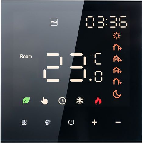 Thermostat mural intelligent 3A programmable, écran LCD numérique tactile, contrôleur compatible chauffage au sol et eau (1/5)