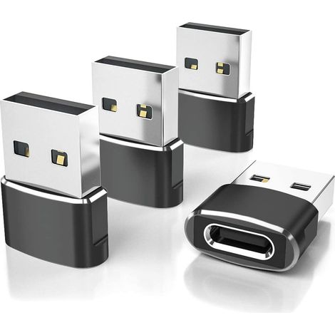 4er-Pack USB-auf-USB-C-Adapter für iPhone 17, USB-C-Buchse auf USB-A-Stecker Kfz-Ladeadapter, Typ-C-Konverter kompatibel mit Apple iPhone 17, 16 Pro Max, 15, 14 Plus, Apple Watch Series 11, 10 Ultra 3