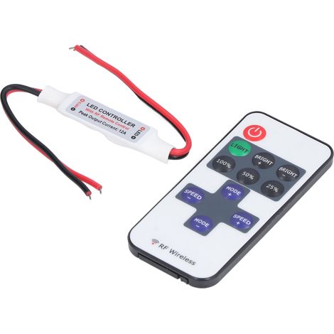 Télécommande sans fil mini RF 11 touches pour variateur LED, interface câble rouge et noir