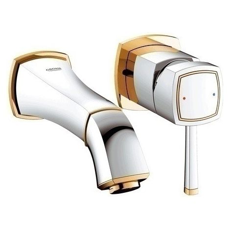 Monomando lavabo mural caño 234mm M Grohe Grandera cromo y oro (1/2)