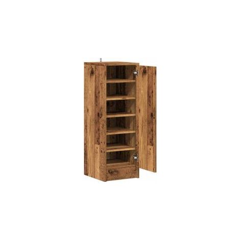 Les Tendances – Armoire à chaussures en bois 6 étagères – Dimensions L32xP35xH92 cm – Porte réversible – Marron noisette (1/5)