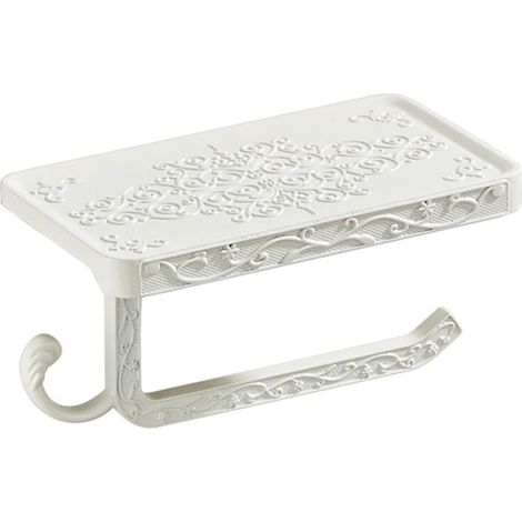 Porte-rouleau de papier toilette vintage avec étagère et crochet Accessoires de salle de bain Porte-rouleau de papier toilette (blanc) (1/5)
