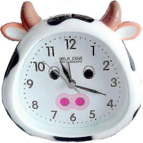 Réveil vache mignon, cadeau idéal pour réveiller les enfants, décoration de bureau pour la chambre - Vache blanche 25-26 (1/5)