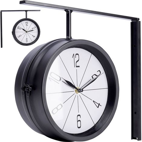 Horloge double face sur support, diamètre 20 cm (1/5)