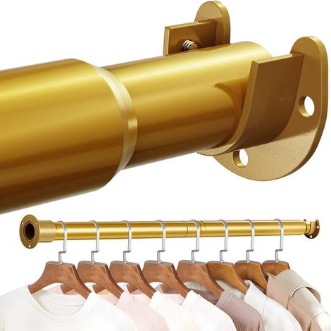 Barre de penderie murale, barre de vêtements rétractable, installation fixée au mur, convient aux camping-cars, or, 43 cm-143 cm (57 pouces)