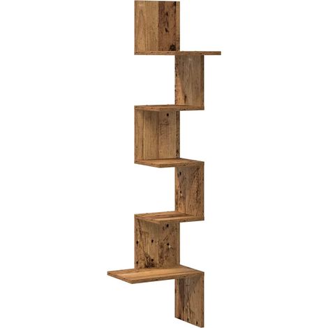 Maison Exclusive - Wand-Eckregal Altholz-Optik 32x32x127,5 cm Hol