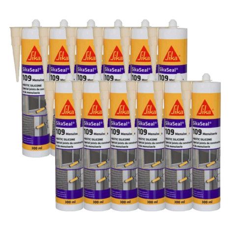 Set di 12 sigillanti siliconici per giunti di carpenteria - SIKA SikaSeal 109 Carpenteria - Beige- 300ml