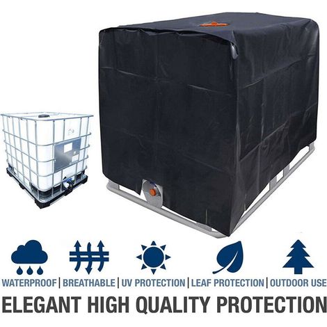Bache pour Cuve 1000L IBC, Bache de réservoir d'eau Couvercle , Anti-UV Anti-poussière Couverture Container Réservoir IBC, Housse Protection (120 x 100 x 116 cm Le Noir) (1/5)