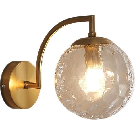 Applique Murale Rétro en Verre Coloré, Lampe de Chevet en Fer avec Douille E27, Luminaire Vintage pour Chambre et BureauAmbre, Sans ampoule (1/5)