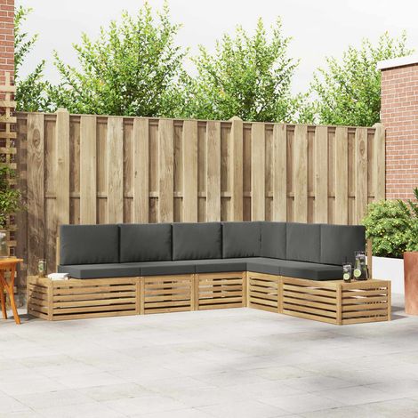 vidaXL Outdoor-Sofagarnitur mit Kissen 6 Stück Weiß und Anthrazit (1/5)
