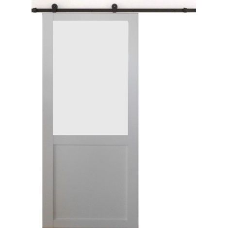 Puerta corredera Athena blanca H204 x L73 cm, riel con ruedas para GD MENUISERIES (1/5)