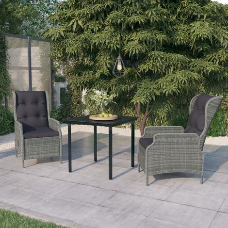 Ensemble Table et Chaise de Jardin 3 pcs - Ensemble de salle à manger de jardin Gris clair BV299019 - BonneVie (1/5)