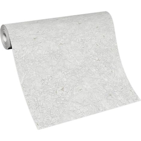 BRICOFLOR Papier Peint effet pierre et brique blanc et gris Papier Peint intissé blanc et gris Tapisserie imitation fausse pierre pour bureau, chambre & plus (1/4)