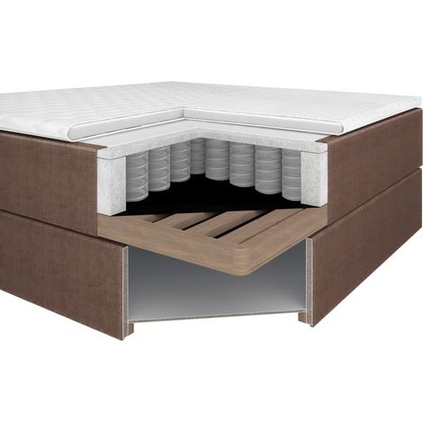 Mömax Boxbett Lily Mokka ca. 180x200 cm mit Topper (1/5)