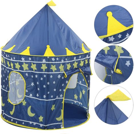 Tente de jeu pour enfants Château intérieur/extérieur Maison de princesse Prince Jouet Tente Cadeau pour enfants Bleu (1/5)