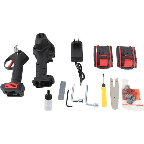 Kit de sécateur électrique comprenant un sécateur sans balais et une tronçonneuse électrique à balais pour l'élagage des arbres et la coupe des branches (1/5)