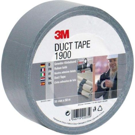 3M Nastro adesivo 1900 Value Nastro adesivo grigio argento per tutti i lavori di riparazione, etichettatura e sigillatura, 50 mm x 50 m, 1 rotolo di nastro adesivo