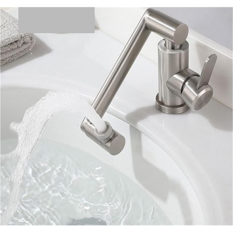 Robinet de Cuisine remplisseur de Pot 304 Acier Inoxydable Pliable Bassin Mitigeur 360 Degrés Pivotant Salle De Bains Robinets Évier De Cuisine Lavabos Eau Chaude Froide Robinetterie (1/5)
