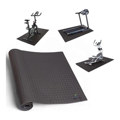 Tapis de Protection Sol Fitness EVA 200x100x0,7cm – Antidérapant et Antivibration pour Course, Vélo d’Appartement, Rameur Appareils Gym Noir/Gris/Bleu (1/5)