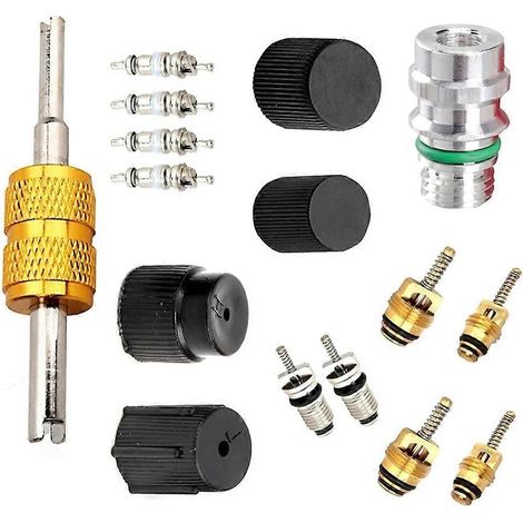 Kit de 16 pièces pour obus de valve et bouchons d'étanchéité de climatisation R134a, outil universel d'entretien des ports de service pour voitures, camions et VUS (1/5)