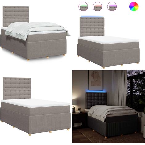 Giroletto a Molle con Materasso Tortora 120x190 cm in Tessuto - Materasso a molle insacchettate - Letto con testiera regolabile
