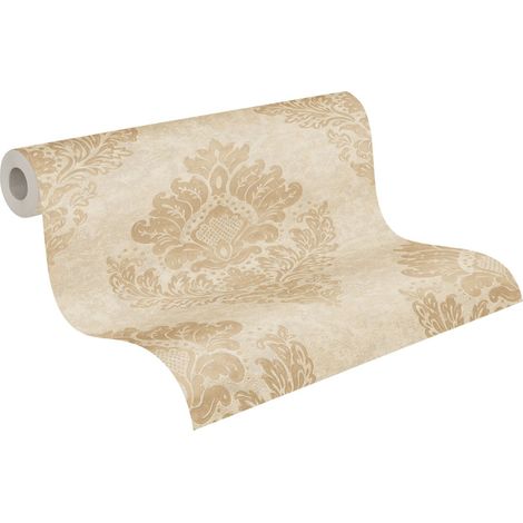 Papier peint baroque doré Papier peint damassé moderne Papier peint intissé Idéal pour chambre