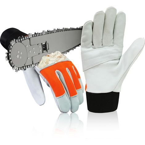 Gants de protection pour tronçonneuse en cuir de vachette avec protection pour main gauche Classe 0 Gants forestiers pour tronçonneuse (1/5)